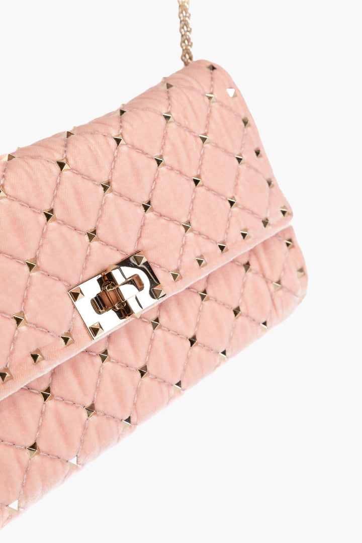 Valentino Bags Borsa trapuntata rosa con dettagli Rockstud - Made in Italy