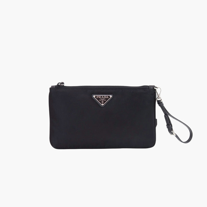 Borsa a mano Prada in nylon nero con logo iconico