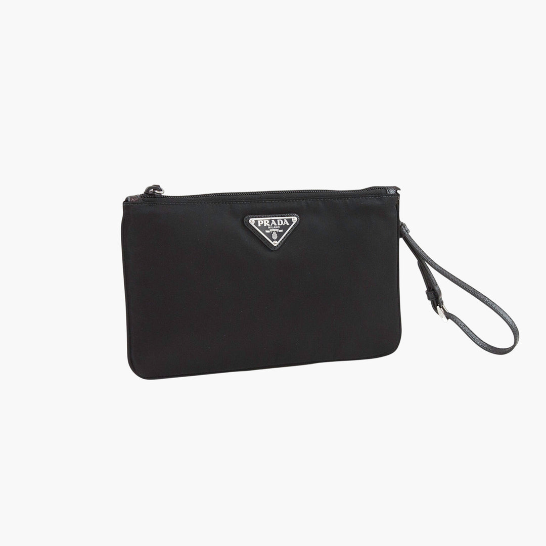 Borsa a mano Prada in nylon nero con logo iconico