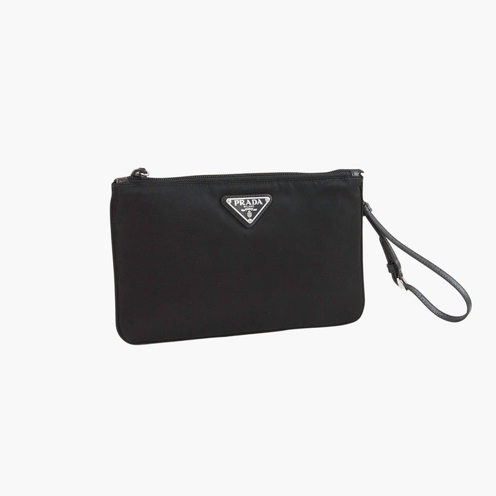 Borsa a mano Prada in nylon nero con logo iconico