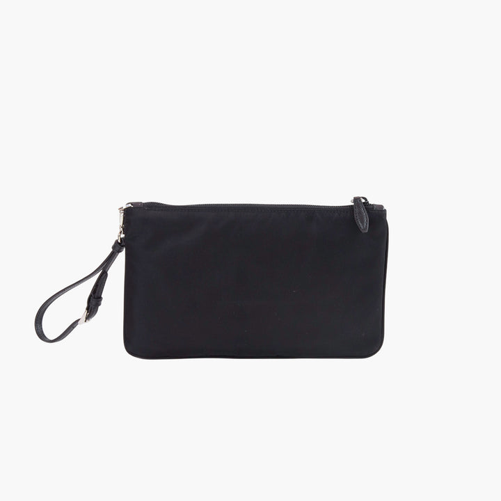 Borsa a mano Prada in nylon nero con logo iconico