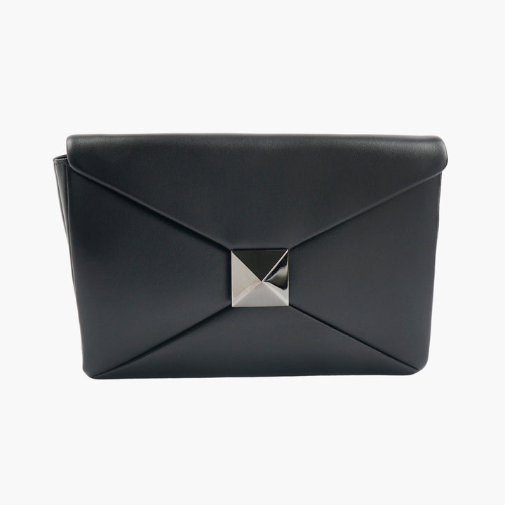 Valentino Black Leather Bag with Metallic Accent - Made in Italy