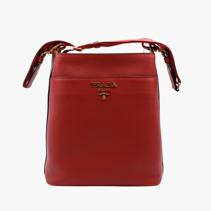 Borsa Prada in pelle rosso-oro con logo iconico - Made in Italy