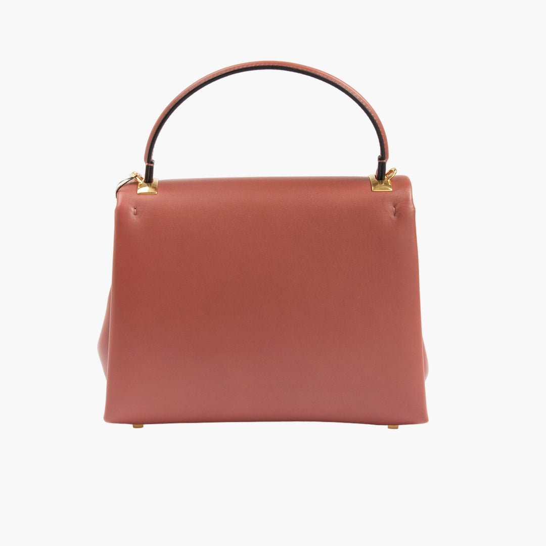 Valentino Bags Borsa a mano in pelle Gingerbread con dettaglio geometrico dorato - Made in Italy