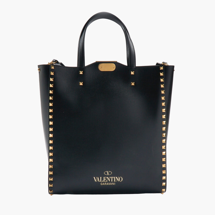 Valentino Bags Black-Gold Studded Leather Bag - Made in Italy