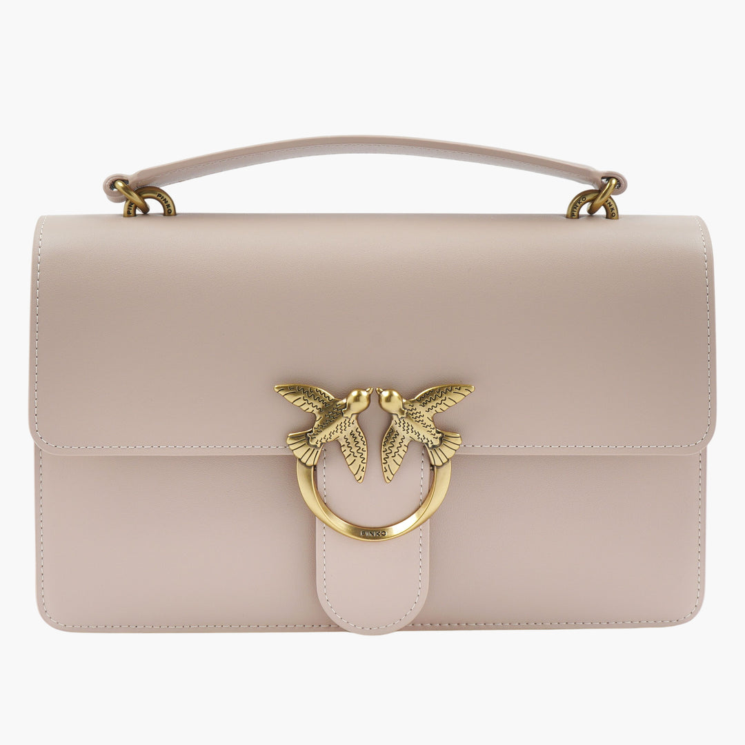 Borsa Pinko Elegante Rosa-Oro con Fibbia Uccello Dorato
