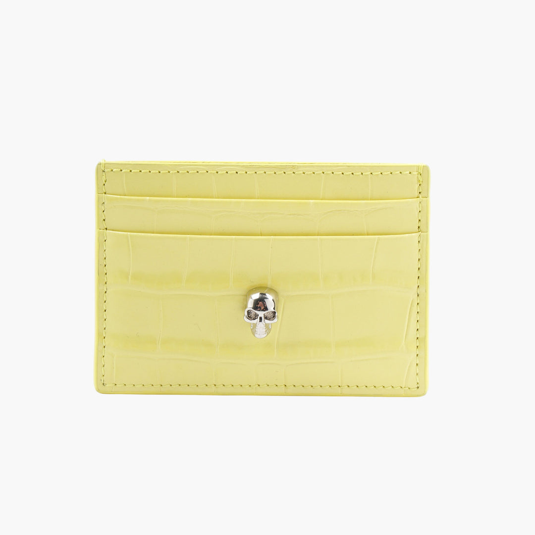 Alexander McQueen Yellow-Silver Wallet with Skull Motif - Made in Italy