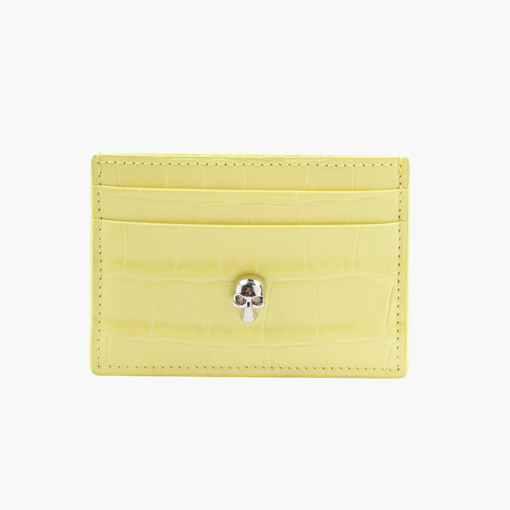 Alexander McQueen Yellow-Silver Wallet with Skull Motif - Made in Italy