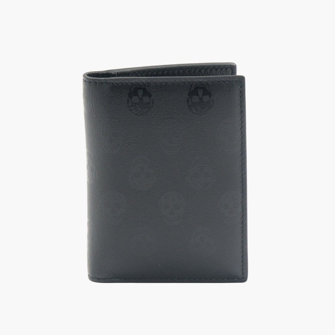 Alexander McQueen Black Leather Wallet with Signature Embossing