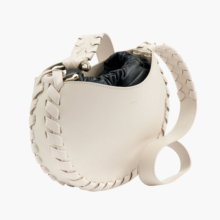 Chloè Bags Elegant White Leather Handbag with Braided Detailing