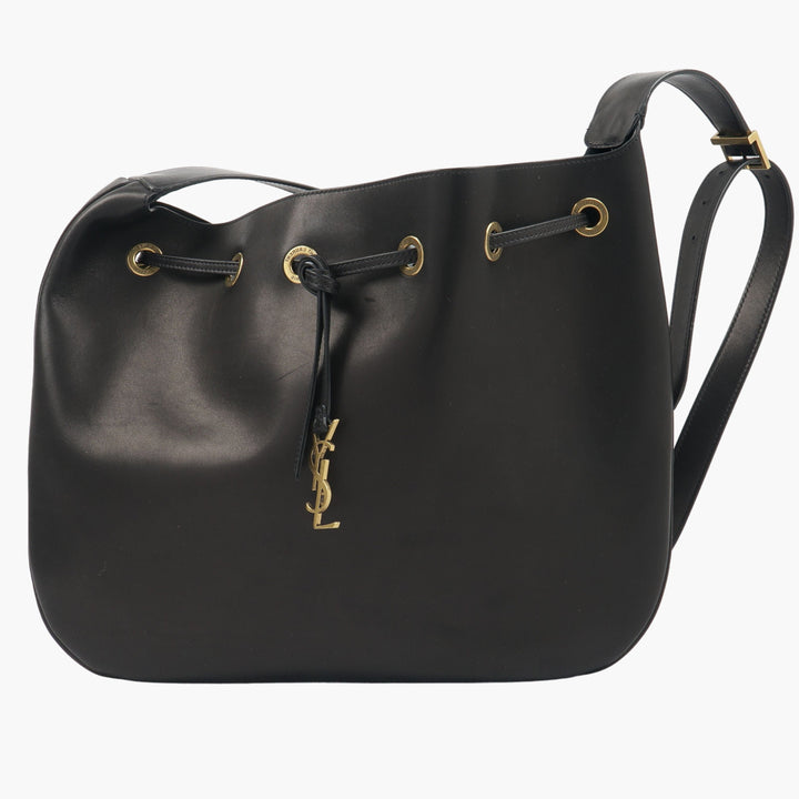 Saint Laurent Black-Gold Elegant Leather Bag with YSL Logo