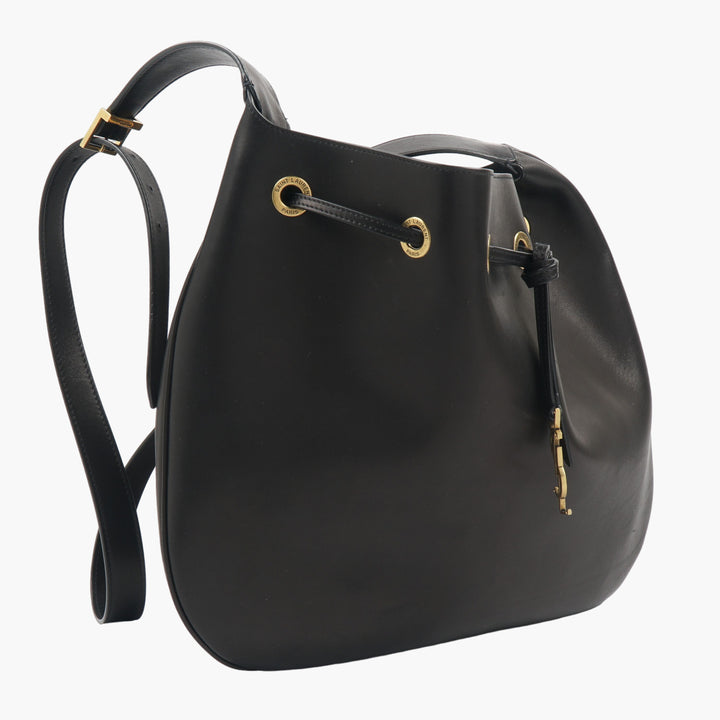 Saint Laurent Black-Gold Elegant Leather Bag with YSL Logo