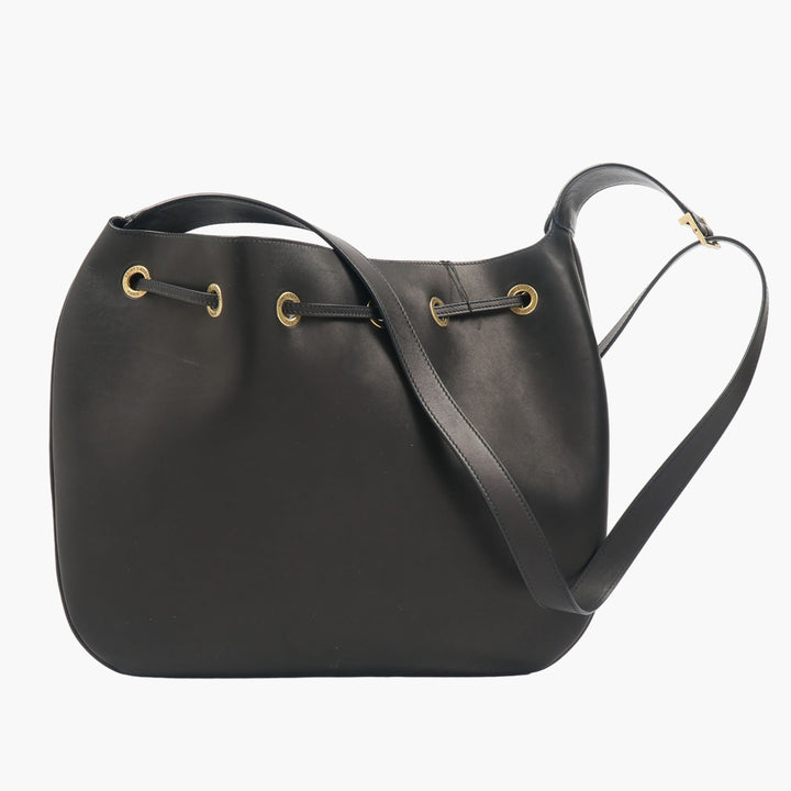 Saint Laurent Black-Gold Elegant Leather Bag with YSL Logo