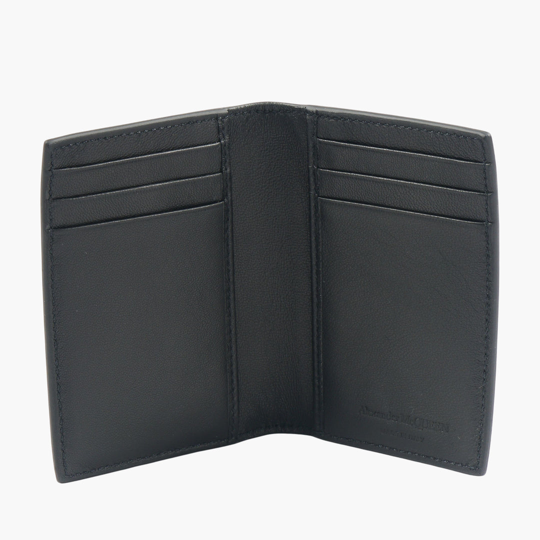 Alexander McQueen Black Leather Wallet with Signature Embossing