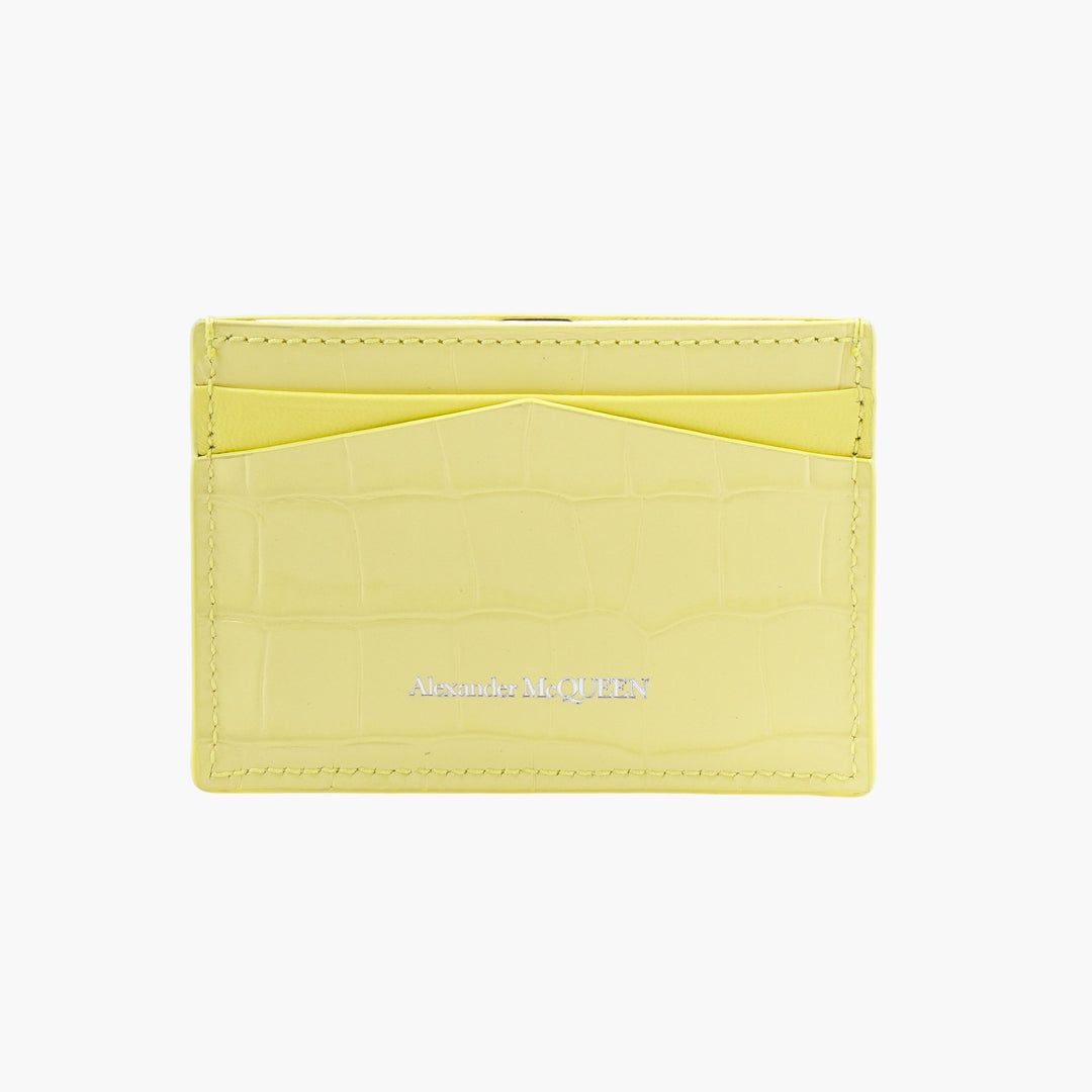 Alexander McQueen Yellow-Silver Wallet with Skull Motif - Made in Italy