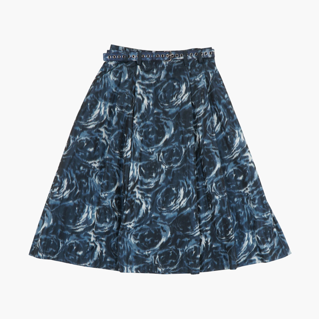 DIOR Elegant Navy-Multi Skirt with Intricate Design and Adjustable Belt - Made in Italy