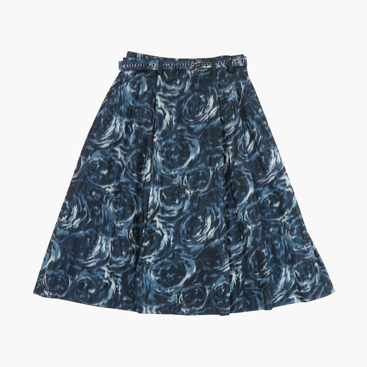 DIOR Elegant Navy-Multi Skirt with Intricate Design and Adjustable Belt - Made in Italy