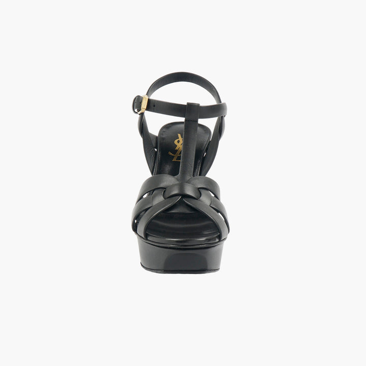 Saint Laurent Tribute Black Leather High Heel Sandals