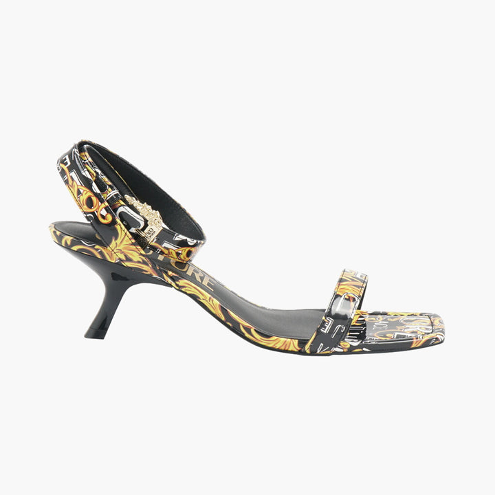 Versace Black-Multi Sandals with Iconic Baroque Print