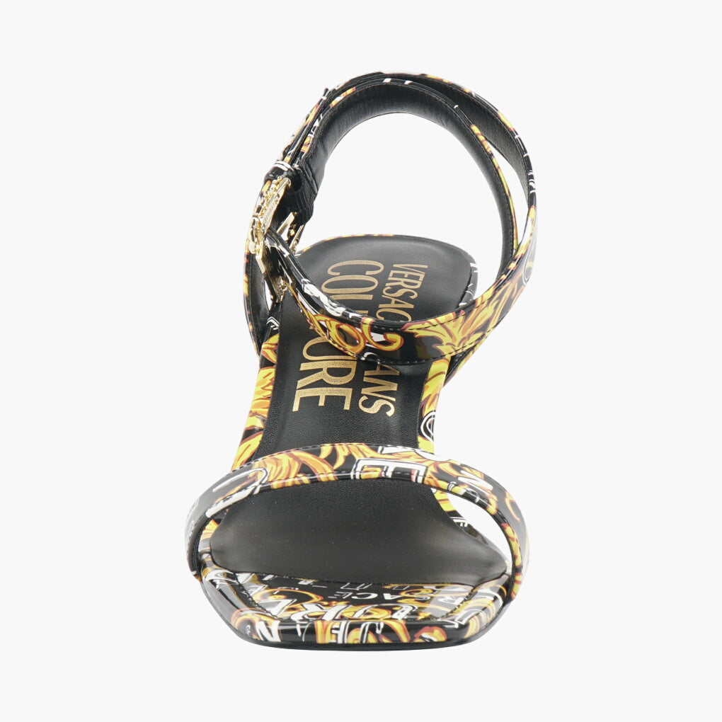 Versace Black-Multi Sandals with Iconic Baroque Print