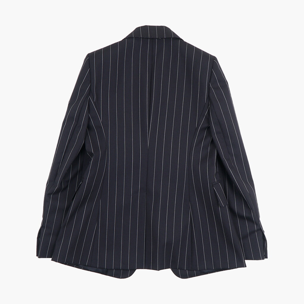 Max Mara Elegant Pinstripe Jacket in Navy-White