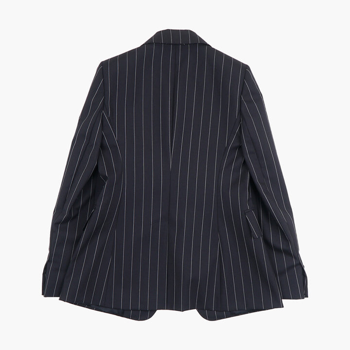 Max Mara Elegant Pinstripe Jacket in Navy-White
