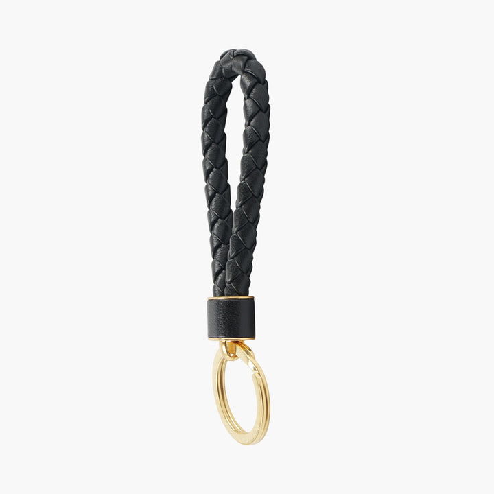 Bottega Veneta Intrecciato Leather Keychain - Black & Gold