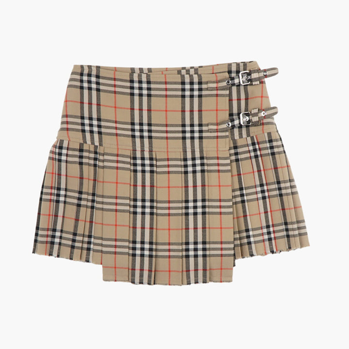 Burberry Women's Pleated Skirt with Adjustable Buckle Details in Iconic Check Pattern