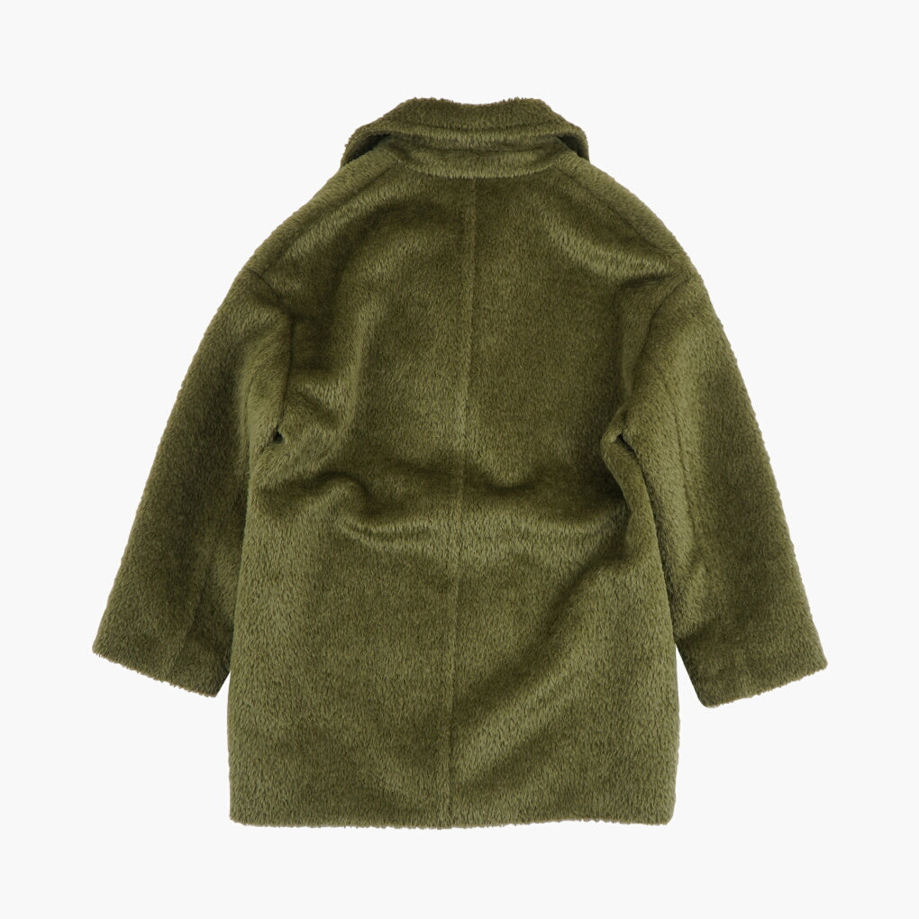 Max Mara Luxurious Olive Green Plush Coat - Double Breasted Design