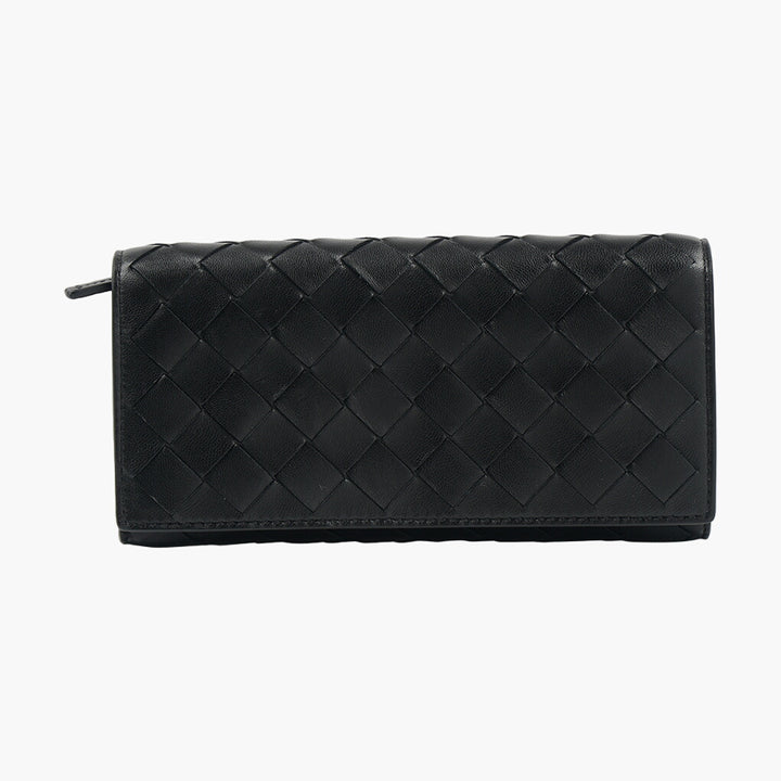 Bottega Veneta Black Intrecciato Leather Wallet