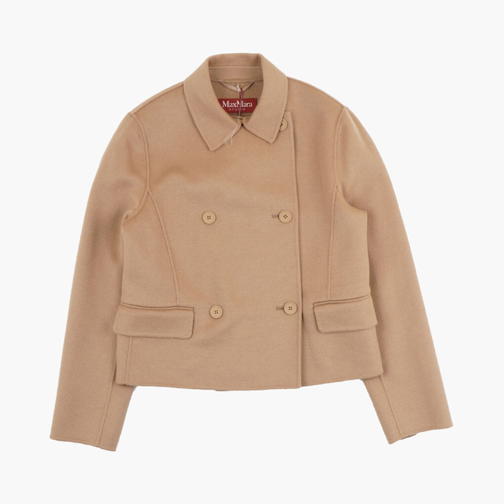 MAX MARA Double-Breasted Camel Jacket with Structured Collar