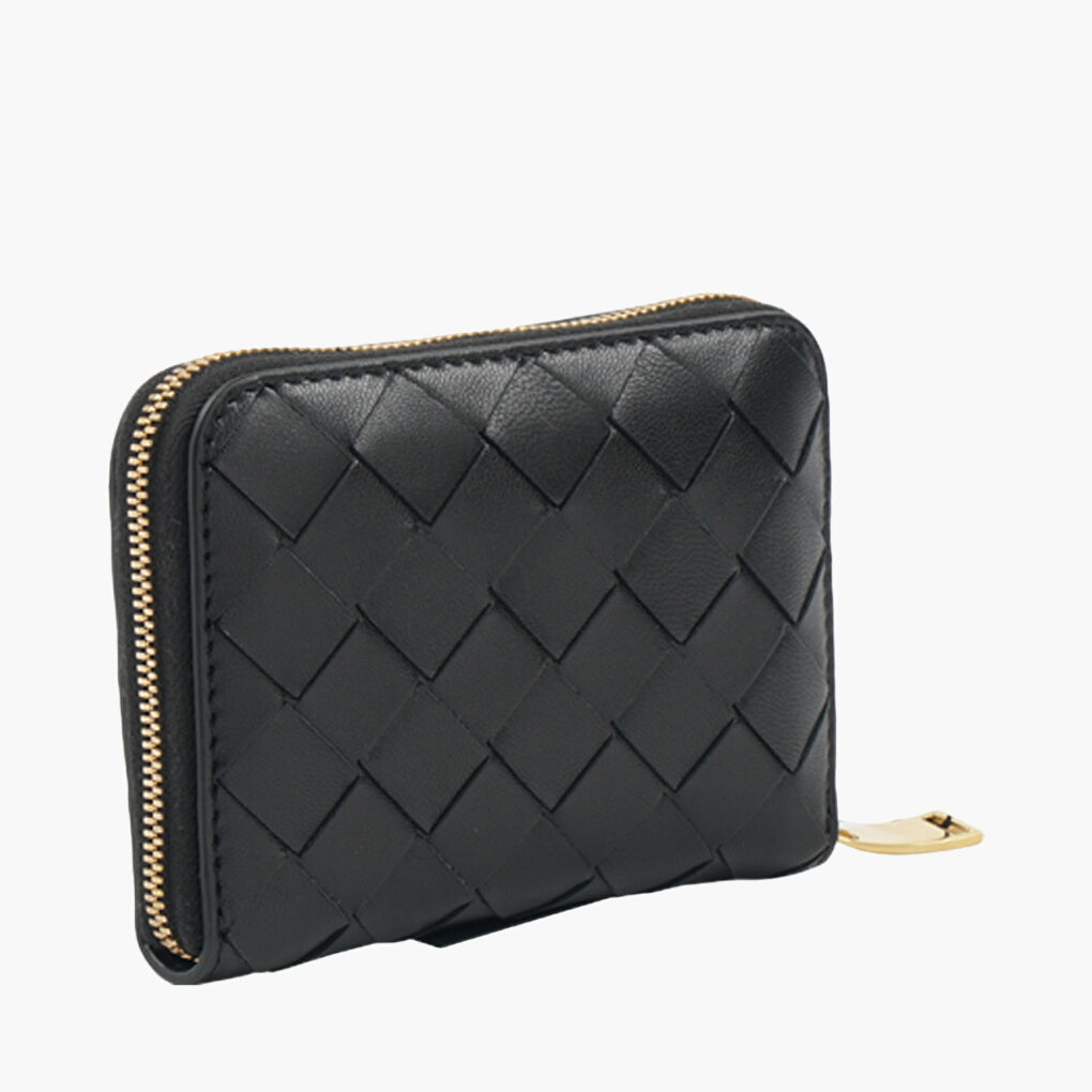 Bottega Veneta Black Wallet with Iconic Intrecciato Design