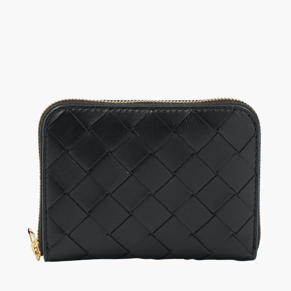 Bottega Veneta Black Wallet with Iconic Intrecciato Design