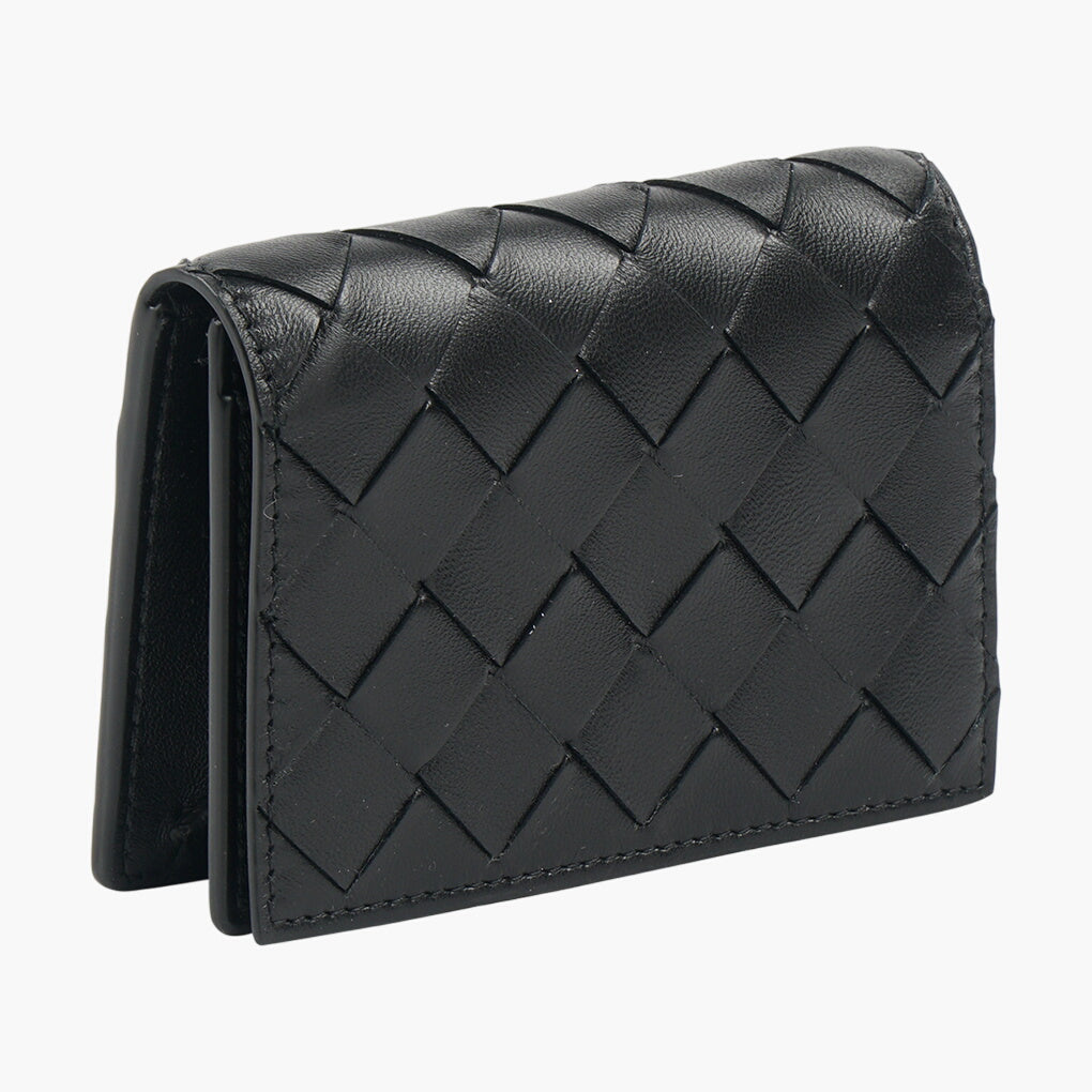 Bottega Veneta Black Leather Wallet with Iconic Intrecciato Design