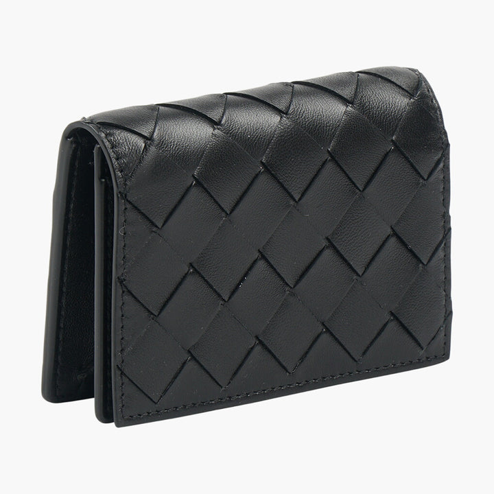 Bottega Veneta Black Leather Wallet with Iconic Intrecciato Design