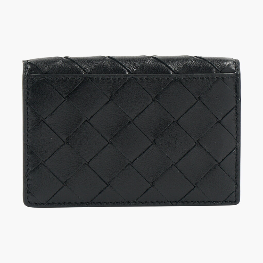 Bottega Veneta Black Leather Wallet with Iconic Intrecciato Design