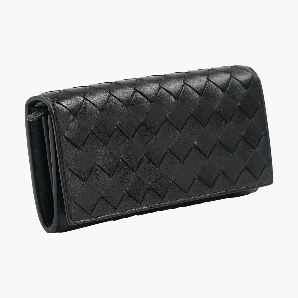 Bottega Veneta Black Intrecciato Leather Wallet