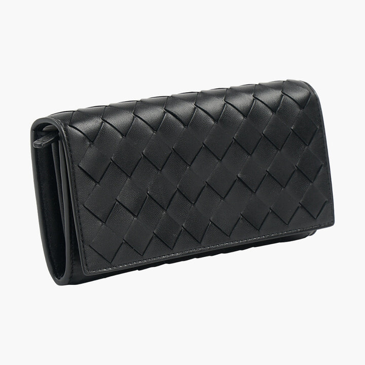 Bottega Veneta Black Intrecciato Leather Wallet