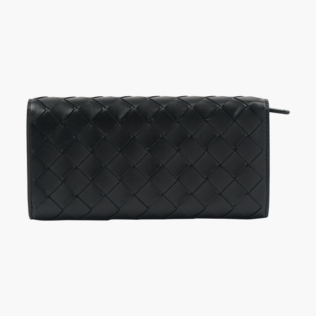 Bottega Veneta Black Intrecciato Leather Wallet