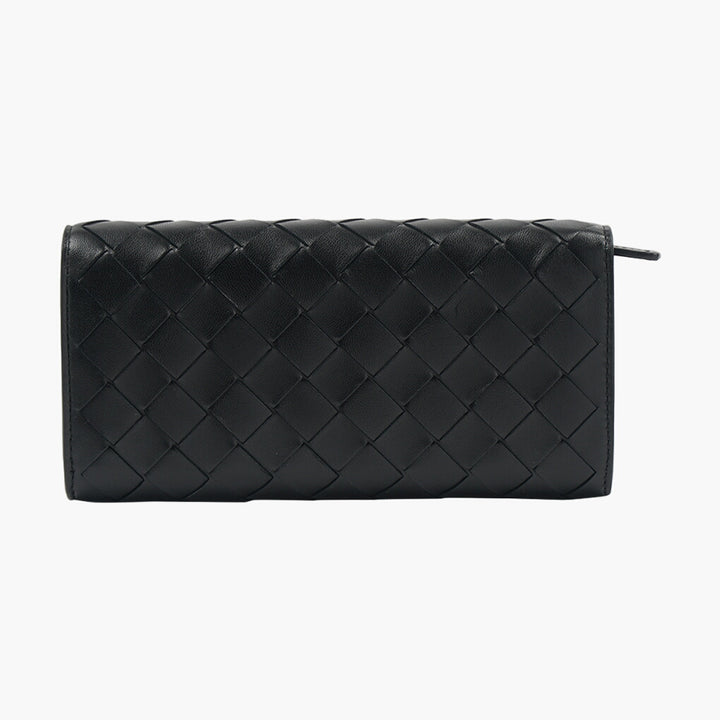 Bottega Veneta Black Intrecciato Leather Wallet