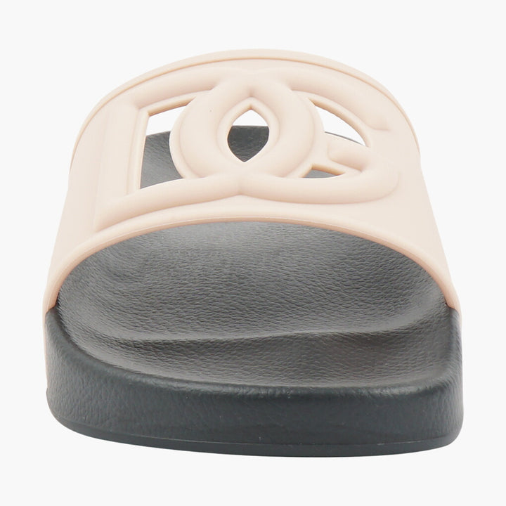 Dolce & Gabbana Pink-Black Sandals with Logo Accent