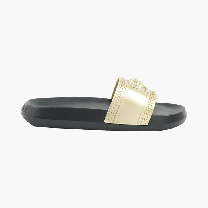 Sandali Versace Nero-Oro con Emblema Medusa, Made in Italy
