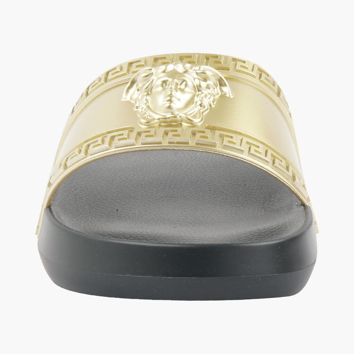 Sandali Versace Nero-Oro con Emblema Medusa, Made in Italy