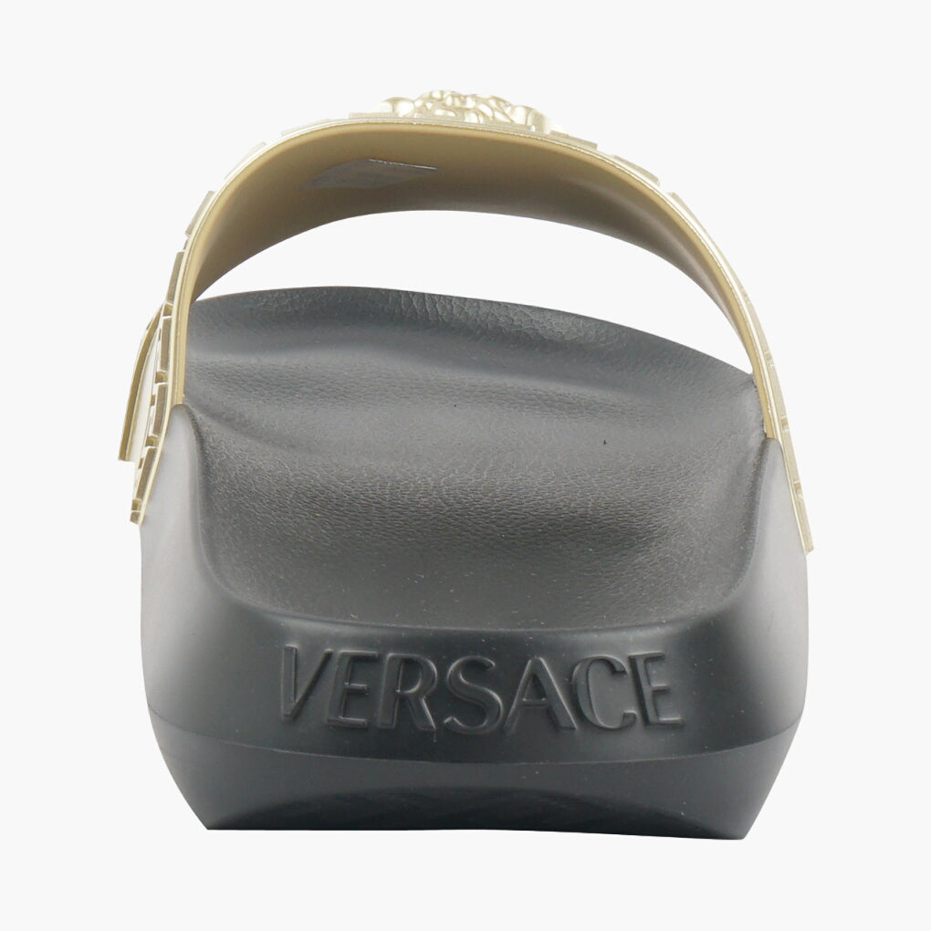 Sandali Versace Nero-Oro con Emblema Medusa, Made in Italy