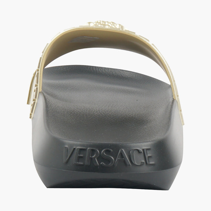 Sandali Versace Nero-Oro con Emblema Medusa, Made in Italy