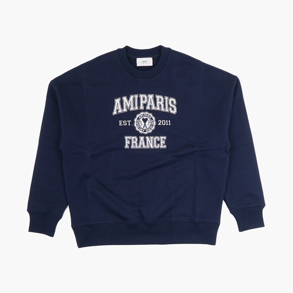Ami Alexandre Matiussi Navy-White Sweaters with "AMIPARIS FRANCE" Inscription