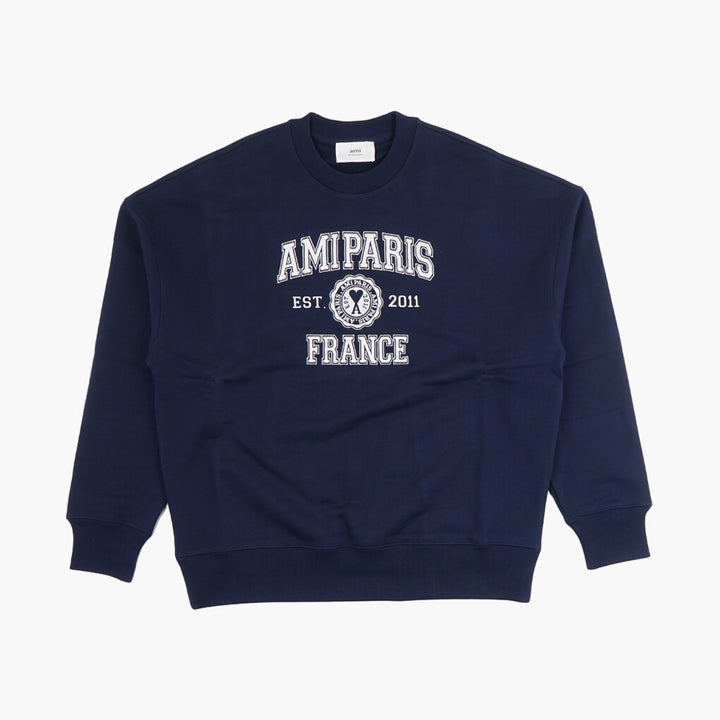 Ami Alexandre Matiussi Navy-White Sweaters with "AMIPARIS FRANCE" Inscription