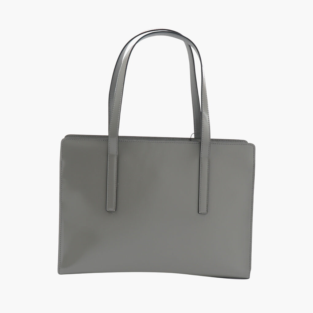 Prada Grey Leather Bag with Spacious Interior and Double Straps - Made in Italy