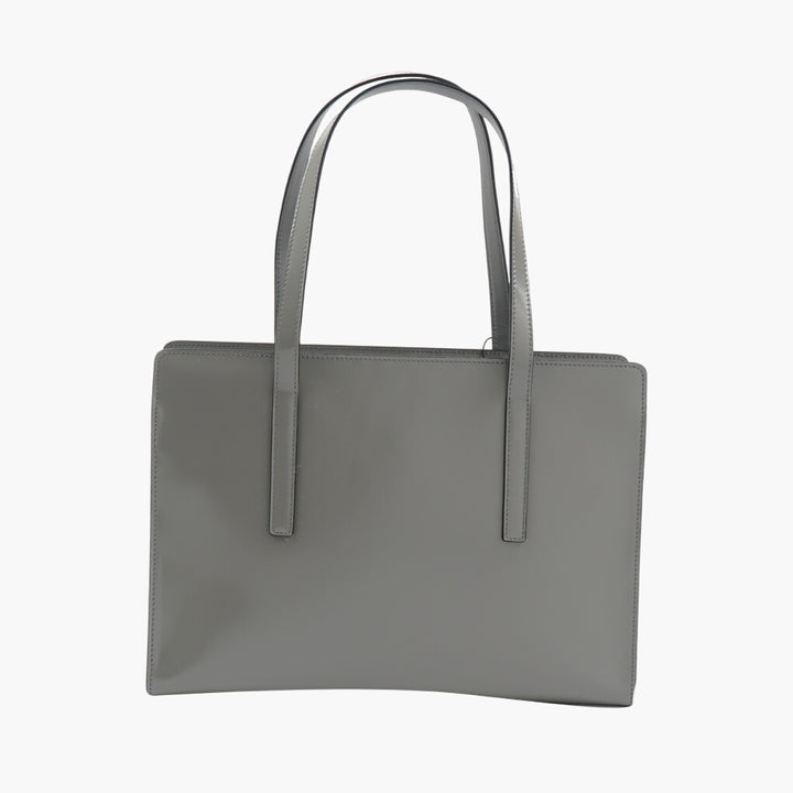 Prada Grey Leather Bag with Spacious Interior and Double Straps - Made in Italy