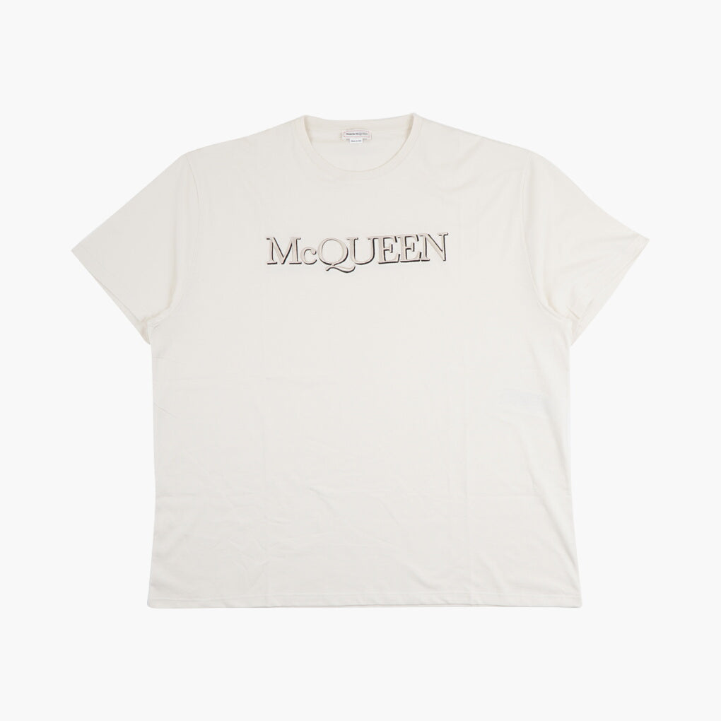 Alexander McQueen White T-shirts and Polos with Iconic Logo - Made in Italy